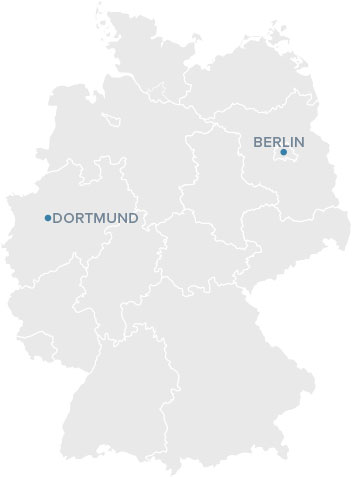 Standorte Deutschlandkarte mit Standort in Berlin und Dortmund